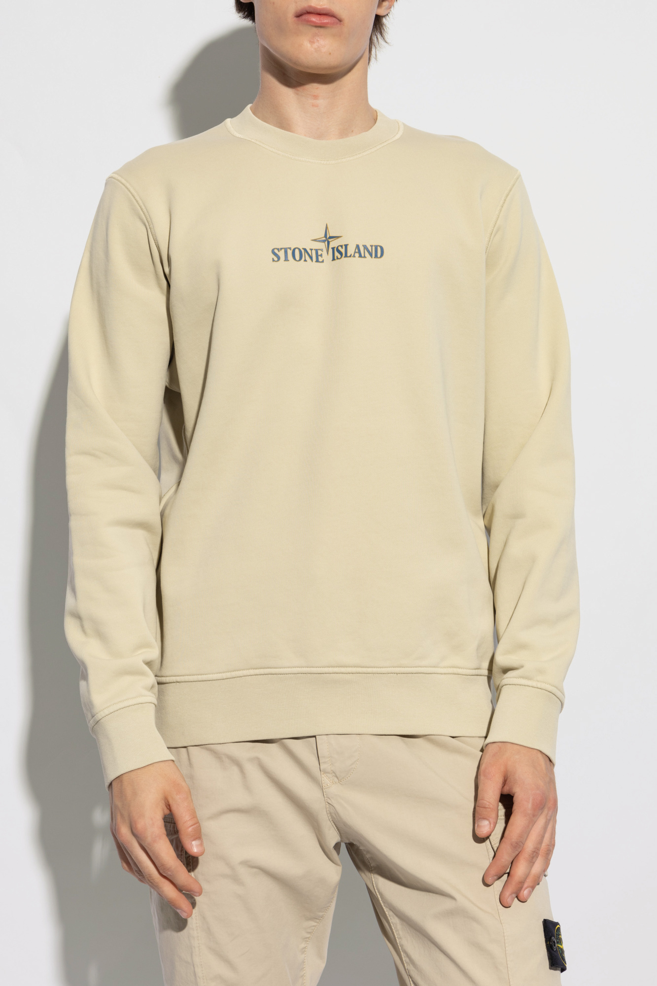 Tシャツ・カットソー STONE  Ivory Wool Blend Sweater Intarsia Color-Block Sweater | GUESS